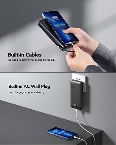 VRURC 20000 m Ah Pink Portable Charger – Fast Charging Power Bank with Built-in Wall Plug & Cables, LED Display, 4 Outputs & Dual Inputs for Effortless Travel Charging Solutions, Ideal for Busy Lifestyles and Enhanced Device Compatibility