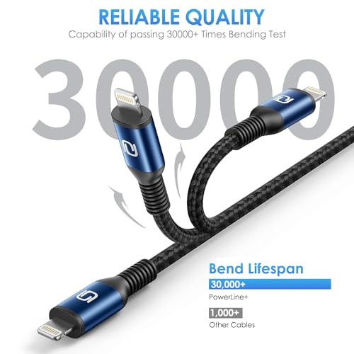 Fast Charging Nylon Braided i Phone Charger Cable – 3-Pack, 3 FT MFi Certified Lightning Cords for i Phone 14/13/12/11 Pro Max/XR/XS/X/8/7/Plus/6 S, i Pad, i Pod, and Air Pods – Enhanced Durability and Compatibility for Optimal Performance