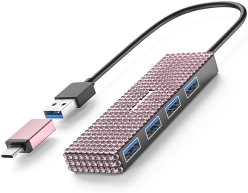 Chic Pink USB to USB-C Hub Adapter – Yaimh Sound 3.0 Multi-Port for Seamless Device Connectivity – Perfect for PC, Mac Book, and More – Experience High-Speed Data Transfer for Flash Drives, Keyboards, Mice, Cameras, and Gaming Gear – Enhance Your Productivity and Style