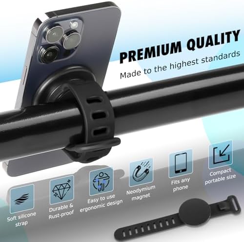 Stroller Phone Holder Steering Wheel Phone Holder Mount with Adjustable Strap,Fit for GYM, Stroller, Wrist, Shopping Cart, Exercise Bikes, Magnetic Adapter for Magsafe iPhone Android Phone Accessories – Enhanced Compatibility and Speed