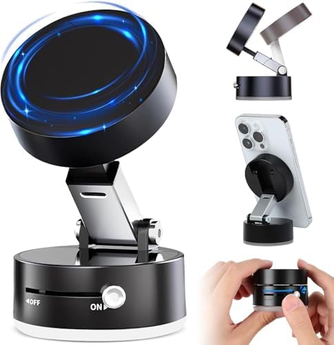 Magnetic Phone Stand Mount, 360-Degree Rotating Base, Phone Mount for 16/15/14/13/12/Gym/Shower/Car/Mirror – Enhanced Compatibility and Speed