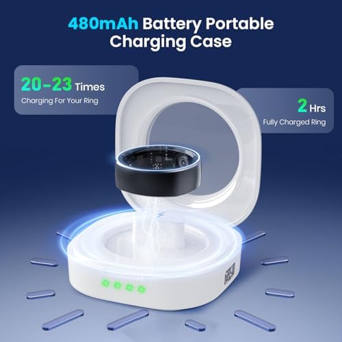 Portable Magnetic Charger Dock for Smart Rings – Fast 480 m Ah Battery Charging Case with Indicator Light, Powers Up to 20 Charges – Sleek White Design for Enhanced Compatibility and On-the-Go Convenience