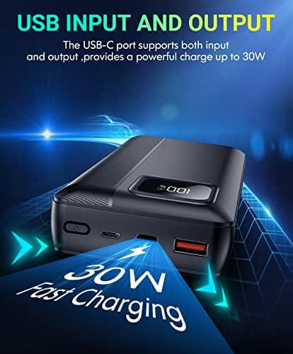 High-Capacity 40000 m Ah Portable Power Bank – Advanced PD 30 W & QC4.0 Fast Charging with Built-In Dual Output Cables and LED Battery Indicator for i Phone, Android, and All Electronic Devices – Ultimate Charging Solution for On-the-Go Power Needs