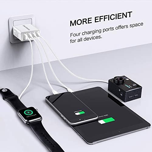 Boxeroo 4-Port USB C Wall Charger Fast Charge 3.0 – Dual Pack, High-Speed Multi-Device Adapter for i Phone 11 Pro Max, Galaxy S10+ & More – Superior Compatibility, Compact Design, Rapid Power Delivery for Home and Travel