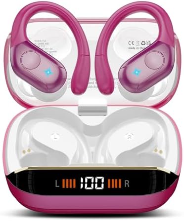 Ultimate Bluetooth 5.4 Sports Earbuds: 75-Hour Playtime, IP7 Waterproof, Deep Bass Sound, and Ergonomic Comfort for Active Lifestyles – Perfect for Runners and Gym Goers with LED Battery Indicator for Effortless Monitoring