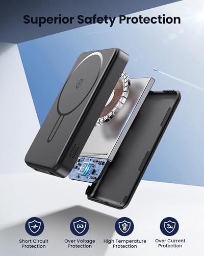 Mag Safe 12000 m Ah Magnetic Portable Charger – Fast PD 22.5 W Power Bank for i Phone 16/15/14/13/12 – Sleek Wireless Battery Pack with Universal USB-C Compatibility for Effortless On-the-Go Charging and Enhanced Device Protection