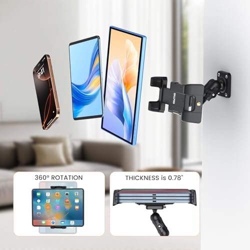 Transform Your Viewing Experience with the OHLPRO Universal Tablet Wall Mount Holder – Adjustable 360° Rotation for 4.7-13 Inch Devices, Perfect for i Pad, i Phone, Kindle Fire HD, Galaxy Tab, and Nintendo Switch – Sturdy Drilled Mounting for Maximum Stability and Enhanced Hands-Free Functionality