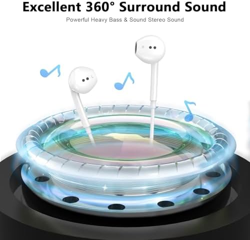 High-Fidelity Wired Earbuds for i Phone – 2-Pack with Advanced Noise Cancellation & Built-In Microphone – Perfectly Compatible with i Phone 14, 13, 12, 11 Pro Max, XS, XR, X, 8, 7 – Ergonomically Crafted for All-Day Comfort & Superior Audio Clarity – Ideal for Music Lovers and Gamers Seeking Exceptional Sound Quality