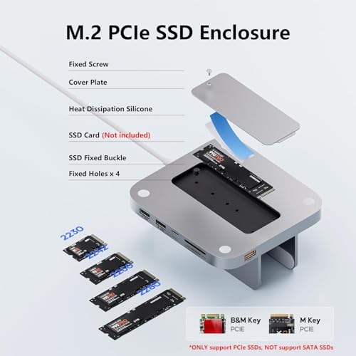 Transform Your Mac Mini with the Ultimate 5-in-1 USB C Hub Adapter – High-Speed Docking Station Featuring 10 Gbps Transfer, Dual USB C Ports, M.2 NVMe SSD Compatibility, and SD/TF Card Reader for Seamless Connectivity and Enhanced Productivity