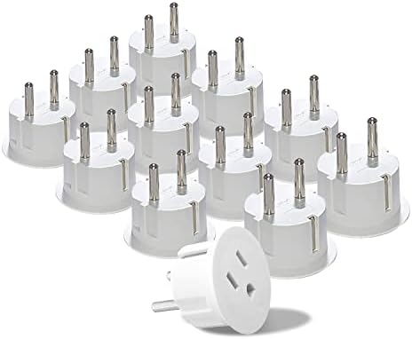 OREI 12-Pack USA to Europe Type E/F Schuko Plug Adapter – Essential Travel Converter for Effortless Device Charging in Germany & France – CE Certified, Compact Power Solution for Mobile Laptops, Phones & Camera Chargers – Ultimate Travel Connectivity Tool for Global Wanderers