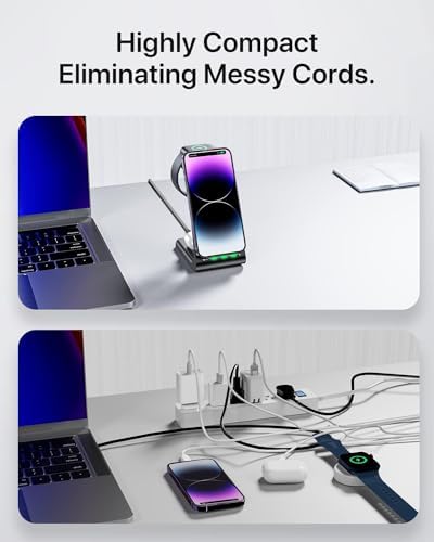Intoval Premium 3-in-1 Wireless Charging Hub for Apple Devices – Fast & Efficient Dock for i Phone 16/15/14/13/12/11, Apple Watch Series 10/9/8, & Air Pods Pro – Sleek Space-Saving Design Perfect for Home or Office – Effortless Multi-Device Management with Advanced Compatibility