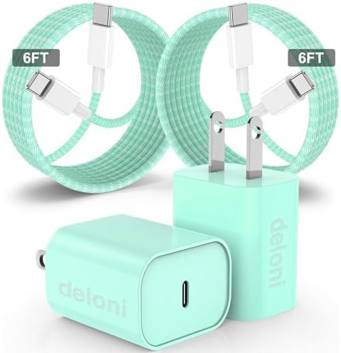 Elevate Your Charging Experience: 20 W USB-C Fast Charging Kit for i Phone 15 & 16 – 2 Pack Wall Adapter with 6 FT Cables – Stylish Pink Design for i Phone 16 Pro Max, 15 Pro Max & i Pad Pro – Enhanced Compatibility & Rapid Power Delivery