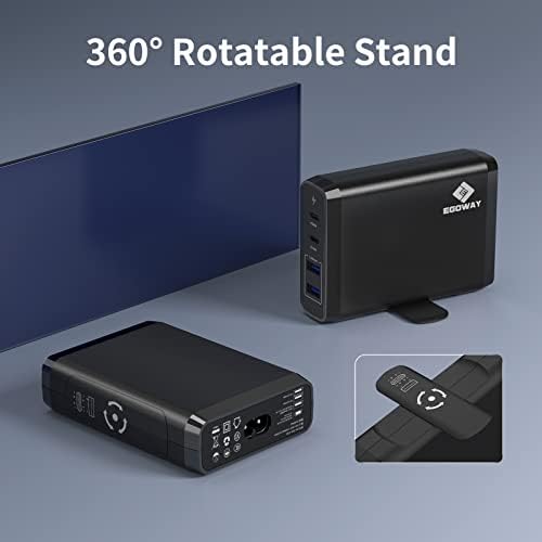 Ultra-Fast 4-Port USB Charger by EGOWAY – 90 W Compact Wall Charger with Dual 60 W & 18 W USB-C Ports Plus 12 W USB-A for i Phone 15/14 Pro Max, Galaxy, and More – Efficient Power Delivery & Travel-Friendly Design – Tidy Desktop with 360° Rotatable Trestle