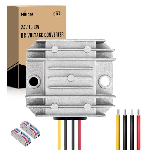 Nilight 48 V to 12 V Waterproof DC Voltage Converter – High-Efficiency 240 W Regulator for Golf Carts & Electric Scooters – Reliable Step-Down Power Supply with Overcurrent Protection and Easy Installation for Enhanced Energy Performance