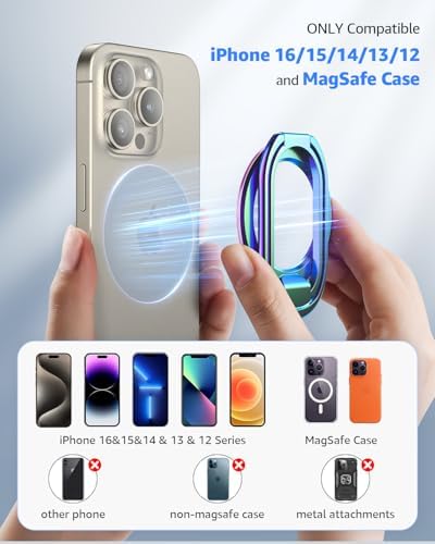 2025 SUPERONE Mag Safe Phone Ring Holder – Versatile Adjustable Magnetic Kickstand & Detachable Grip for i Phone 12-16 Series – Vibrant Purple for Enhanced Wireless Charging & Effortless Hands-Free Functionality – Transform Your Smartphone Use with Style and Practicality