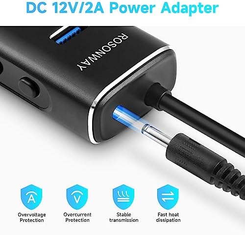Transform Your Workspace with the Rosonway 8-Port USB 3.2 Hub – Lightning-Fast 10 Gbps Data Transfers, Dual SD/TF Card Readers, 3.3 ft Extension Cable & Robust 12 V/2 A Power Supply – Sleek Aluminum Design for Ultimate Convenience and Efficiency