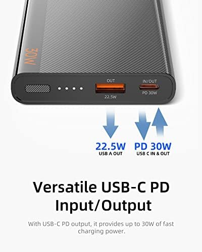 imuto 10,000 m Ah Ultra-Slim Power Bank – High-Speed 30 W USB-C Portable Charger for Travel – Universal Compatibility with i Phone 16/15/14/13/12, Samsung, Google, i Pad – Lightweight, Fast Charging Battery Pack with Safety Features