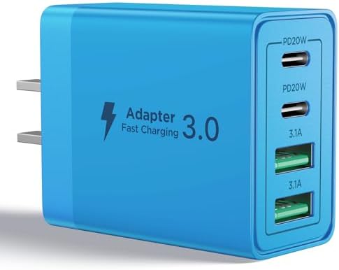 Aioneus 40 W USB C Fast Charging Block – 4-Port Dual PD & QC Wall Charger for i Phone 11-16, i Pad & Samsung Devices – Compact, High-Performance Power Adapter with Enhanced Safety Features for Home & Travel