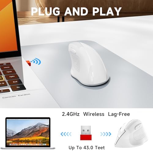 Elevate Your Comfort and Style with the memzuoix Purple Ergonomic Wireless Mouse – Right-Handed Vertical Design for Natural Wrist Posture, Adjustable DPI of 800/1200/1600, Perfect for PCs, Laptops, and Desktops – Experience Lag-Free 2.4 G Connectivity and Enhanced Productivity!