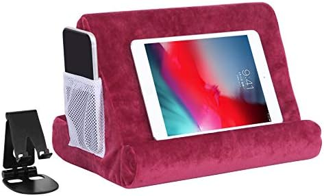 Ultimate Comfort Multi-Angle Tablet Holder and Phone Stand Set – Lightweight and Sturdy Design with Storage Pocket – Ergonomic Cushion for Enhanced Stability and Versatile Use – Modern Black and Light Green Aesthetic for Stylish Workspaces and On-the-Go Convenience
