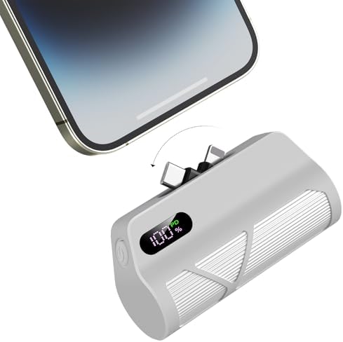 Sleek 5000 m Ah Portable Power Bank – Dual Port Fast Charging for Type-C & Apple Devices with Integrated Cables, Perfect Travel Companion for On-the-Go Charging – Lightweight Design for Effortless Mobility and Maximum Convenience