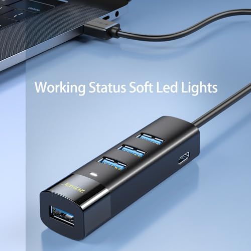 Unlock Seamless Connectivity with KAGO 4-Port USB 3.0 Hub – 5 Ft Cable, Ideal for Rapid Data Transfers & Enhanced Charging for Laptops and Desktops, USB Type-C Power Port for Versatile Use with Windows & Linux Devices, Perfect Portable Solution for Busy Professionals and Tech Enthusiasts