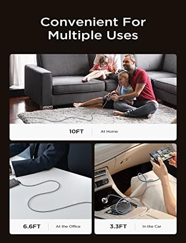 Revolutionize Your Charging with AINOPE 60 W USB C Cable 2-Pack – 10 ft Durable Nylon Braided Right Angle Type C Charger for i Phone 16 Pro Max, Samsung S24, and i Pad Pro – Fast Charging, Enhanced Compatibility, and Long-Lasting Performance