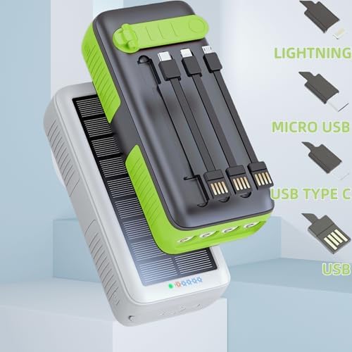 Ultimate Solar Power Bank 63200 m Ah – High-Capacity Portable Charger with Hand Crank, Dual Outputs, and 4 LED Flashlight Modes for Camping, Travel, and Emergency Use – Durable, Waterproof, and Fast Charging Compatible with All Devices