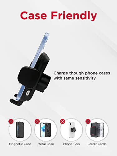 Gigastone Qi Wireless Car Charger – 15 W Fast Charge with Auto-Clamping Phone Holder for Seamless Driving – Compatible with i Phone 15/14/13/12/11/X, Galaxy S22/S20, Note 20/10, i Pad, Pixel, and Xperia – Effortless Installation for Air Vent and Dashboard Use, Tangle-Free Convenience and Enhanced Device Security