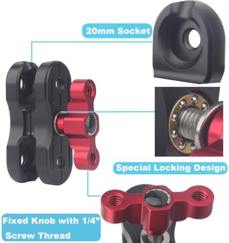 Premium Aluminum Double Socket Arm for 20 mm Ball Mounts – Versatile Mounting Solution for Bulletpoint Systems, Ideal for Smartphones and Cameras, Enhanced Stability and Flexibility in Your Vehicle