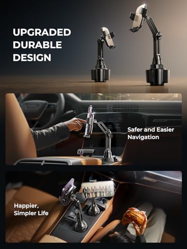 LISEN Adjustable Cup Phone Holder for Cars – 360° Long Neck Mount for Hands-Free Driving in SUVs, Trucks, and Golf Carts – Secure Fit for 4-7″ Smartphones Including i Phone, Samsung, and Google – Maximize Stability and Safety for Effortless Navigation and Communication