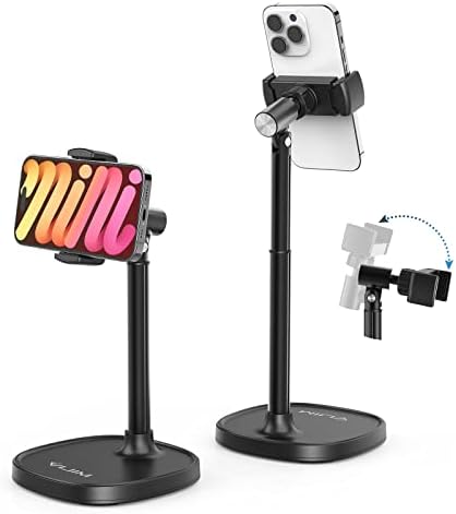 ULANZI Cell Phone Stand Mount for Desk, Vijim HP004 Adjustable Height & Angle Phone Holder, 360 Degree Rotating Desktop Phone Stand Compatible with iPhone, Samsung and All Phones – Enhanced Compatibility and Speed