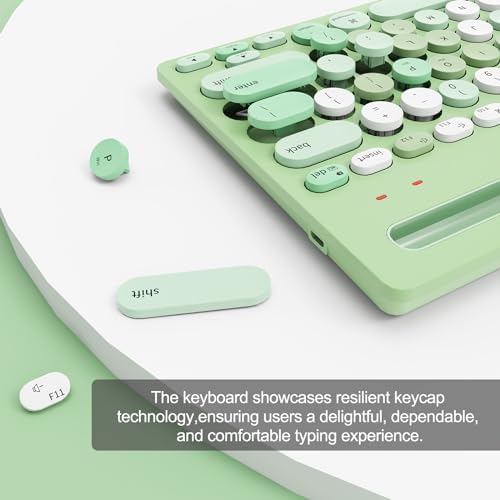 SADES Retro Wireless Bluetooth Keyboard for Mac, i Pad, i Phone, PC & Android – Multi-Device Connectivity & Portable Design with Vintage Round Keycaps – Perfect for Effortless Typing on the Go in Chic Pink