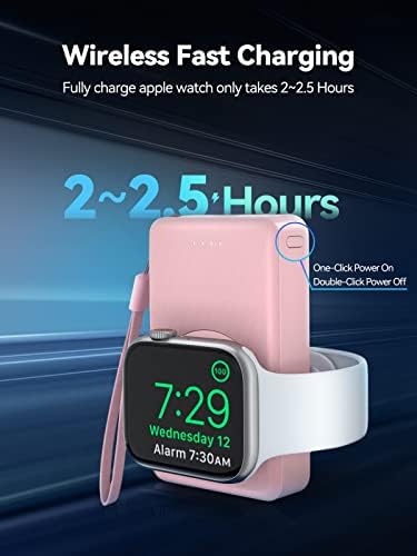 LVFAN 4000 m Ah Magnetic Wireless Power Bank for Apple Watch – Sleek Portable Charger Compatible with Series 1-10, SE, Ultra – Fast Charging Smartwatch Battery Pack for On-the-Go Convenience in Black