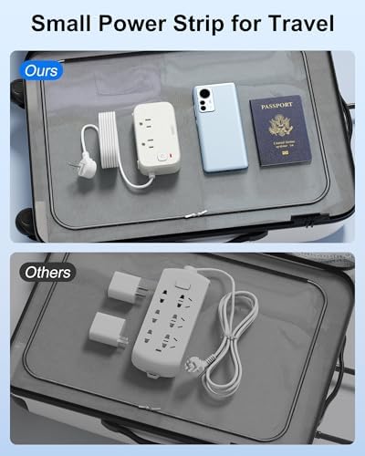 Cruise-Approved Travel Power Strip – 5 USB Ports (Including 2 USB-C) and 2 Outlets for Efficient Multi-Device Charging, 40 W Compact Travel Charger with 5 Ft Flat Plug Extension Cord, Eco-Friendly Green Design for Hassle-Free Connectivity on the Go