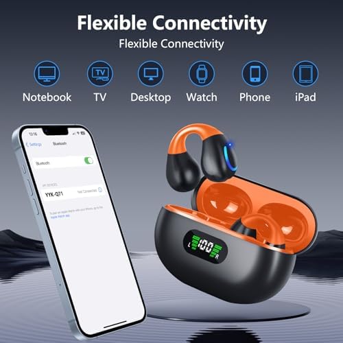Revolutionary Bluetooth 5.3 Open Ear Bone Conduction Earbuds with IPX7 Waterproof Design – Perfect Fitness Ally for Runners and Outdoor Enthusiasts, Equipped with LED Charging Case and Integrated Microphone for Seamless Connectivity and Enhanced Safety