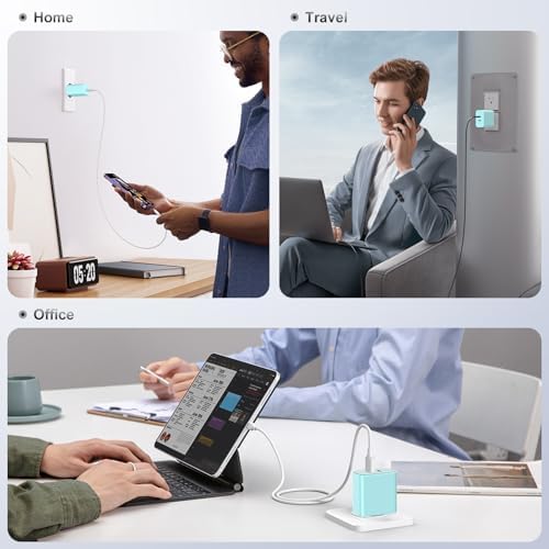 40 W Dual USB-C Fast Charging Block – Ultimate Portable Power Adapter for i Phone, i Pad, Samsung & More – 2-Pack for Effortless Multi-Device Charging – Rapidly Energize Your Gadgets Anywhere
