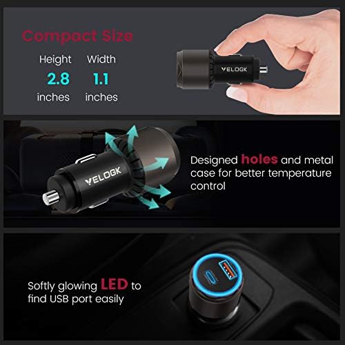 VELOGK 73 W Turbo Type C Car Charger – Ultra-Fast Adaptive Charging for Samsung Galaxy S25/S24/S23/S22+/S21/S20, i Pad Pro & Mac Book – Ideal USB-C Car Adapter with 55 W & 45 W PPS/PD & QC3.0 Compatibility – Compact & Durable Design for On-the-Go Power Solutions