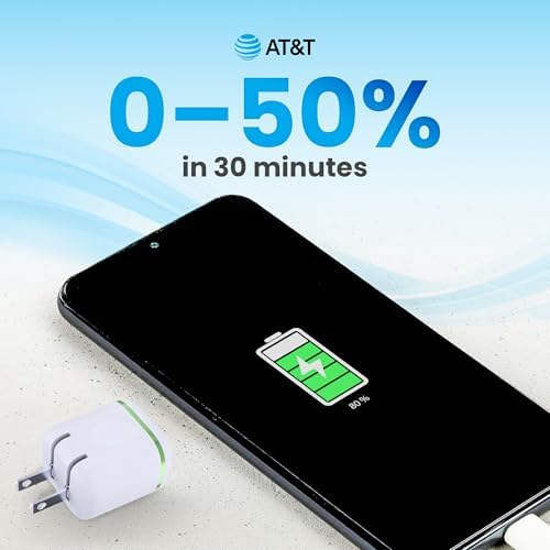 AT&T 40 W USB-C Fast Charging Wall Adapter – Ultimate Travel Companion with Foldable Prongs for i Phone, i Pad, Samsung Galaxy, Google Pixel & More – Universal Compatibility for Rapid Power Delivery Anytime, Anywhere