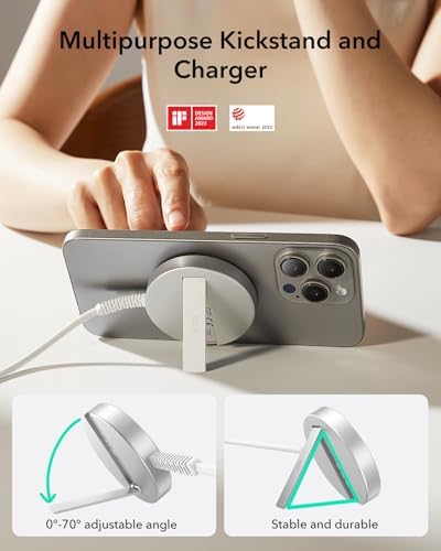 ESR Mag Safe Charger Duo Pack – 15 W Fast Wireless Charging Pad with Qi2 Technology for i Phone 12-16, Galaxy S25, and Air Pods – Superior Magnetic Alignment & Type-C Cable Included – Sleek Black Design for Effortless Charging Convenience