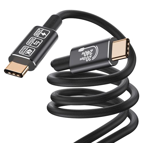 Versatile 6.6 ft USB-C Cable for 4 K High-Definition Video & 240 W Rapid Charging – Ultra-Fast 20 Gbps Data Transfer with Durable Construction for Effortless Device Connectivity and Enhanced Performance