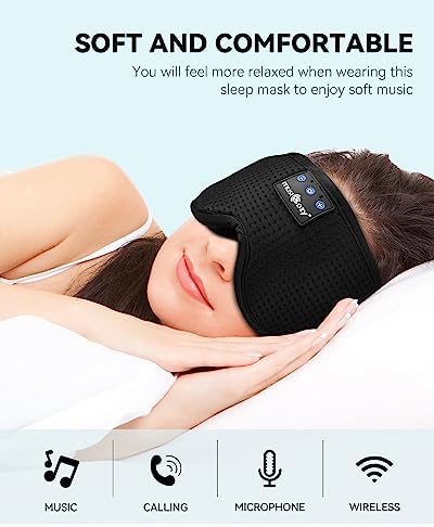 Transform Your Sleep Experience with the MUSICOZY Bluetooth Sleep Mask – Premium Wireless Eye Cover Featuring Built-In Earbuds for Ultimate Comfort, Perfect for Side Sleepers, Office Relaxation, and Travel – Advanced Bluetooth 5.4 Connectivity for Effortless Pairing and High-Quality Sound, Ideal Tech Gift for Anyone Seeking Restful Slumber.