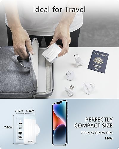 LENCENT 4-Port USB Wall Charger – 22 W Fast Charging Travel Adapter with International Plug Compatibility for i Phone & i Pad – Compact Power Solution for Global Travelers – Lightweight, Efficient Multi-Device Charging for Any USB-Powered Device