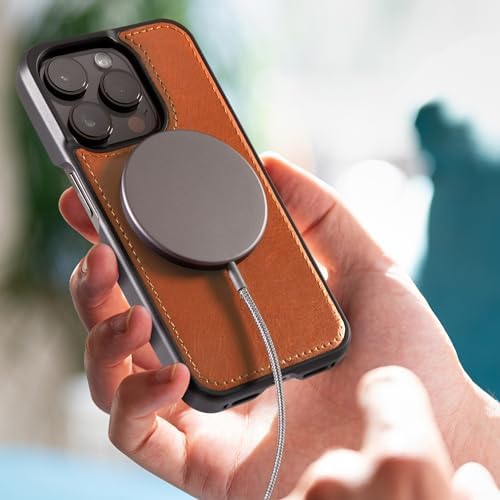Dreem Empower Magnetic Wireless Charger Pad – High-Speed Mag Safe & Qi-Certified Charging Solution with Premium Vegan Leather Finish in Coffee – Effortless Device Alignment & Enhanced Overheat Protection for a Stylish, Tangle-Free Experience