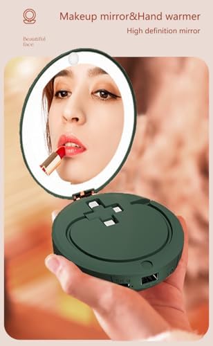 3-in-1 Women’s Portable Power Bank & Hand Warmer with Illuminated Makeup Mirror – 5000 m Ah Fast Heating USB Charger for Outdoor Adventures, Office, and Travel – Stylish and Functional Essential for Modern Women on the Go