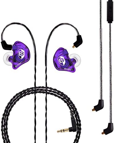 BASN Bsinger Professional Dual Driver In-Ear Monitor Headphones – Hi-Fi Sound Quality Earbuds with Built-in Mic for Musicians and Drummers (Black, 2-Pin) – Superior Comfort and Durability for Live Performances