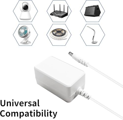 Versatile 12 V Power Adapter – AC to DC Transformer for LED Light Strips, LCD Monitors, and More – Compact 5.5 mm x 2.1 mm US Plug – UL Listed for Maximum Safety and Performance – Ideal for Home and Office Power Solutions