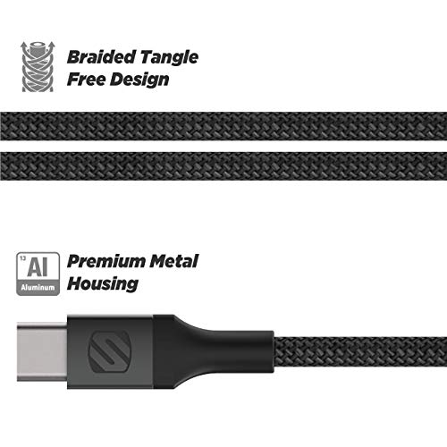 Scosche Ci4 B4 SG-SP MFi Certified Strikeline 4 ft Braided Lightning & USB-C Charging Cable – Fast, Durable, and Stylish Power Solution for Seamless Device Compatibility in Space Gray