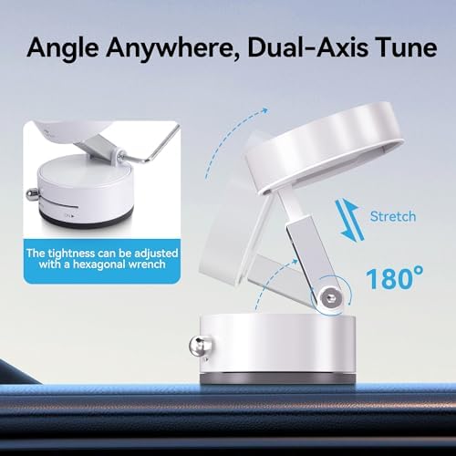 Magnetic Car Phone Mount – Ultra Strong Vacuum Suction Phone Holder for Dashboard/Windshield, Foldable 360° Adjustable Car Phone Mount Compatible with iPhone 16/15/14 & All Smartphones-817001A – Enhanced Compatibility and Speed