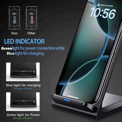 20 W Ultra-Fast Wireless Charging Stand for i Phone 16/15/14/13/12/11, Galaxy S25/S24/S23/Note, Pixel & LG Devices – Streamlined Design for Effortless Power-Up, No Plug Required, Superior Compatibility and Speed